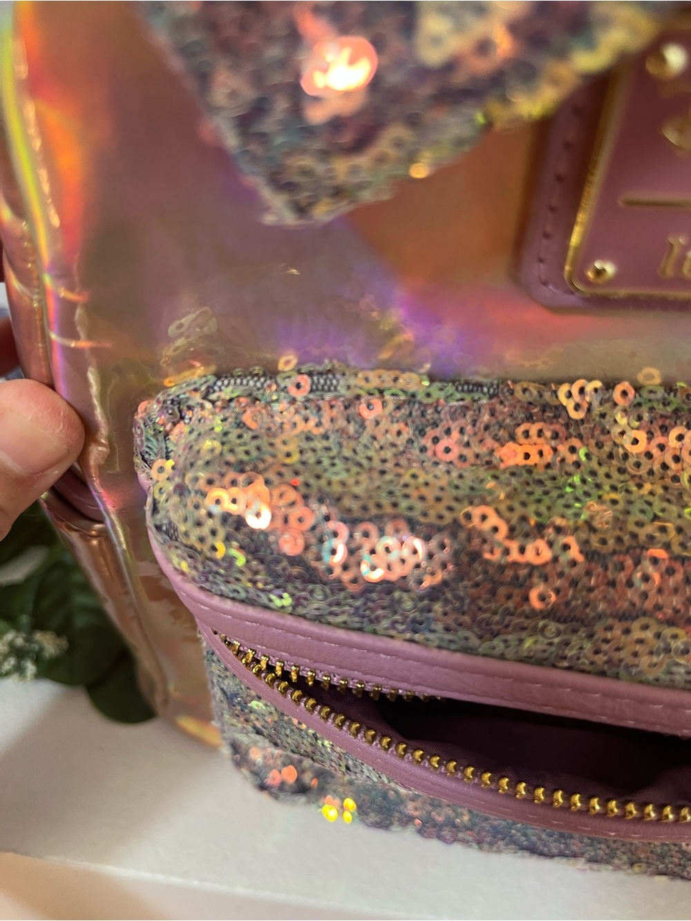 Loungefly Iridescent Sequin Mini Backpack - Picture 7 of 9